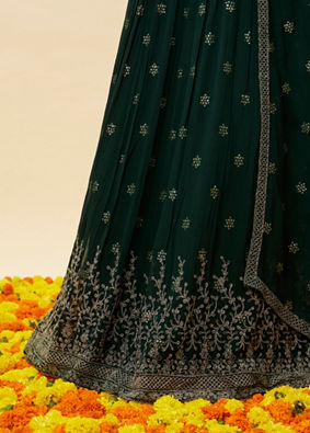 Fern Green Sequin Embroidered Anarkali Suit image number 3